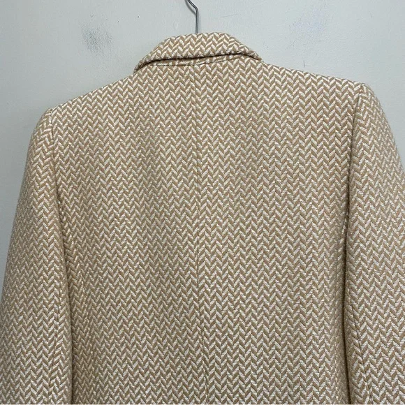 Anine Bing Fishbone Double Breasted Blazer Jacket Large Tan Cream Beige Wool S - Picture 5 of 11